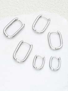 6Pcs/Set Minimalist Square Shape Copper Earrings For Women, Elegant Casual Party Beach Date Holiday Gift, Versatile Daily Wear