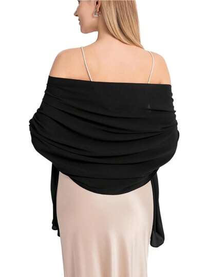 1 pieza Chal de gasa suave y elegante para vestidos de noche, chales de boda, chales nupciales, chales bohemios negros para damas