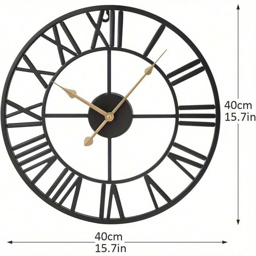 Roman Numerals Wall Clock Metal Large Wall Clocks For Living Room 40cm ...