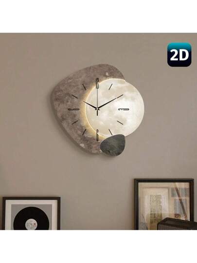 1pc 2D Flat Planetary Verlichting Shadow Silently Wand Clock, Super Silent Quartz Movement, No Ticking, ating Clocks In Living Rooms, Bedroom, Offices, Kitchens, Cafes, Perfect ative Friends Family Room Klok Bedroom Dormitory Back To School Surprise Home Supplies