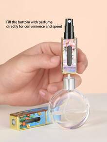 1/4 件花卉油画图案香水喷雾瓶，可重复使用多面图案方底装香水瓶，迷你化妆品瓶，香水，纯露包装工具，多种颜色可供选择，送给家人和朋友的生日礼物，节日礼物，便携式旅行 5ml - 彩色 - 查看 3