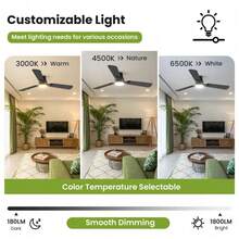 Ceiling Fan With Light 42 Inch, Modern Low Profile Flush Mount Ceiling Fan With Remote Control, 6 Speed Reversible Airflow LED Light Fixture For Bedroom, Living Room, Home Decor - US A Type Plug(110-127V) - View 6