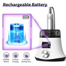 Taladro eléctrico para uñas de 2000mAh de larga duración, 35,000 RPM, máquina para arreglar y pulir uñas, adecuada para múltiples escenarios
