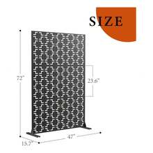 Metal Privacy Screen 72" H X 47" W, Outdoor Privacy Screens And Panels, Freestanding Decorative Fence For Patio Lawn Garden Deck Balcony, Home Outdoor Divider With Stand - 黑色/方形 - 查看 4