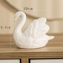 1pc Black & White Swan Ceramic Ornament, Creative Animal Decor For Living Room, Study - Multicolor - View 2