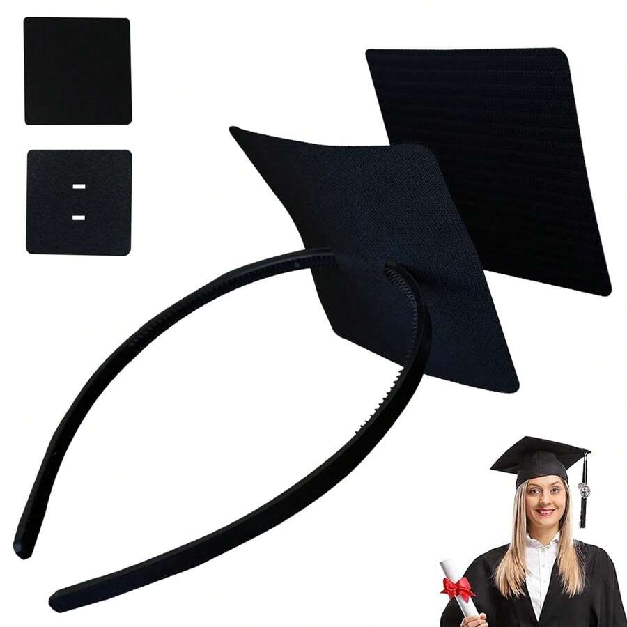 Graduation Cap Headband Secures Your Grad Cap Upgrade Insert Hairstyle Hat Accessories Hairband For Graduates Gift - Square Black - View 1