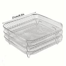 三层空气炸锅架、可堆叠脱水器托盘、304 不锈钢空气炸锅篮架、空气炸锅配件、可用洗碗机清洗、适用于烤箱和压力锅、兼容大多数空气炸锅