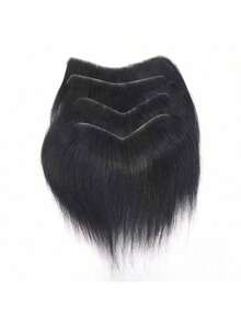 Men Forehead Hairline Toupee Human Hair Skin PU Man Hairpieces Frontal Hair Topper For Receding Natural Hairline Replacement Systems (Black Color) - Natural Black - 查看 8