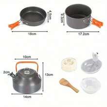 10pcs Portable Camping Cook Cooking Cookware Set Anodised Aluminium Pots Pans UK - Variant1 - View 3