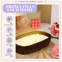 1pc,Wooden Tray Scented Candle Gift Set - Aromatherapy For Sleep, Home Decor, Birthday & Valentine's Day Present For Her, Girlfriend, Women - Premium Soy Wax Candle With Essential Oils, Relaxing Gift Idea