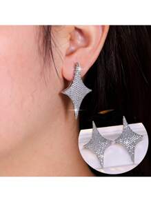1 Stück elegante mit Sternen eingelegte Ohrringe aus kubischem Zirkonia, modische Accessoires für Frauen für Hochzeiten, Verlobungsfeiern, Veranstaltungen, Geschenk für sie