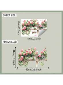1 pieza Pegatina creativa de cerca con flores de rosa y hojas verdes, duradera, resistente al agua y al polvo, de PVC autoadhesiva y fácil de despegar, adecuada para pegatinas de pared en dormitorio, estudio, sala de estar, restaurante, cocina, decoración del hogar, para renovar tu vida, decoración de fiestas, regalos de cumpleaños y graduación, decoración de habitaciones, decoración de paredes, pegatinas personalizadas