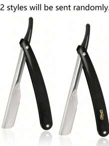 1pc Stainless Steel Men's Manual Thumb Shaving Razor With Razor Stand, New Model Shaver Kit With Double-Edged Folding Razor Blade For Shaving, Trimming