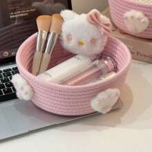 Sanrio 1 Stück Hello Kitty Kawaii Aufbewahrungskorb, süßer Harajuku Charm Kosmetikaufbewahrung Dekobox für Schlafzimmer, Geburtstagsgeschenk, Pink