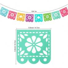 Mexican Flag With Eggs Theme Party Banner Set, Colorful Hollow Decorative Paper Cutout Banner For Day Of The Dead Celebration And Christmas - Multicolor - View 16