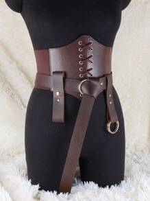 Conjunto de 4 piezas de protector de cintura de cuero estilo medieval, cinturón de cuero, accesorio de disfraz LARP, corsé de cintura para Halloween