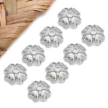 20 piezas de cuentas de trébol de cuatro hojas y flor en forma de corazón - Componentes de joyería de aleación triple chapada (oro de 18K + plata esterlina + oro blanco) para hacer collares, pulseras y pendientes DIY