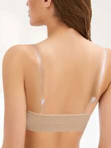 10pcs Transparent Bra Straps Invisible Underwear Strap Detachable Adjustable Shoulder Strap Elastic Silicone Non Slip Intimates Accessories - Clear - View 2