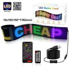 Wisciton Pannello di display flessibile a LED RGB Matrix per camion, con animazione programmabile, controllo tramite app Bluetooth, ideale per creazione di insegne luminose scorrevoli