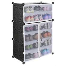 SAPATEIRA MODULAR ORGANIZADORA DE PRATELEIRA PRETA 18 PARES PLÁSTICO 6 NÍVEIS SAPATEIRA MODULAR PRETA