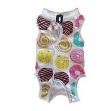 全新甜甜圈印花猫咪术后恢复服、透气断奶服、防护防舔术后护理恢复上衣、舒适四季背心 - 查看 2