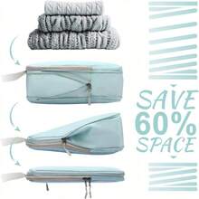 4 Set Compression Bags Travel Storage Organiser Suitcases Packing Cubes Luggage - Grey - View 8
