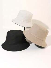 1pc Solid Color Wide Brimmed Sun Visor Bucket Hat - Lightweight, Polyester Fabric, Suitable For Outdoor Travel, Hiking And Sports, Fashion Bucket Hat, Lightweight Cap (Lined In Plaid Pattern, Not Black)