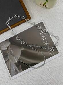 Cinto Corrente Metal Fashion Blogueiras dançando com Coração - Prata - Visão 1