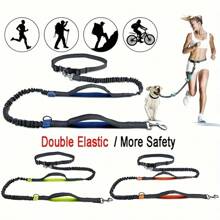 Adjustable 3-In-1 Dog Running Leash - 5m Retractable Hands-Free Leash For Jogging And Training | Reflective Leash With Swivel And Shock Absorber | Outdoor Leash For Medium To Large Dogs (Up To 110 Lbs)