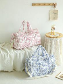 Quilted High Capacity Travel Tote Bag, Weekend Short Trip Storage Bag, Lightweight Washable Mom's Maternity Bag With Detachable Shoulder Strap Bag For School School Accessories School Stuff