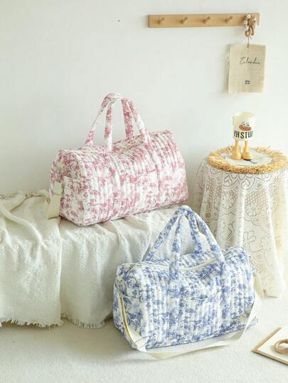 Large Capacity Quilted Travel Bag, Weekend Getaway Storage Bag, Lightweight Washable Maternity Hospital Bag, Comes With Shoulder Strap Luggage Bag Duffle Bag Overnight Bag Durable Travel Organizer Cruise Essentials Vacation Essentials For Men Women