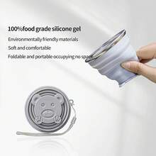 Collapsible Cup-Silicone Small Foldable-Expandable Folding Drinking-Reusable Portable Mugs Cups With Lids Travel, Camping, Hiking, Holiday, Outdoor Sports, Indoors - 灰色+藍色 - 查看 6