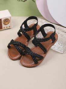 Fashionable Girls Summer Sandals, Woven Design; Comfortable Flat Shoes For Boys, Children Shoes, Suitable For Daily Outing And Holiday