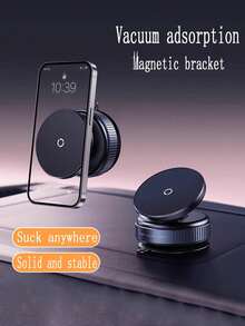 1 件真空吸附磁性车载手机支架 - 便携式屏幕支架，双层强磁穿透，ABS 材质，无需电池，是导航和娱乐的理想选择，便携式手机支架 | 现代汽车配件 | 耐用 ABS 支架，车载手机支架