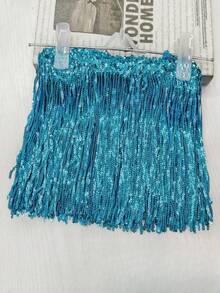 17cm Extra Long Metal Tassel Sequin Lace Trim, Suitable For Performers/Party Enthusiasts DIY, Crystal-Like Stage Decoration Trim, 1 Roll - Multicolor - View 11