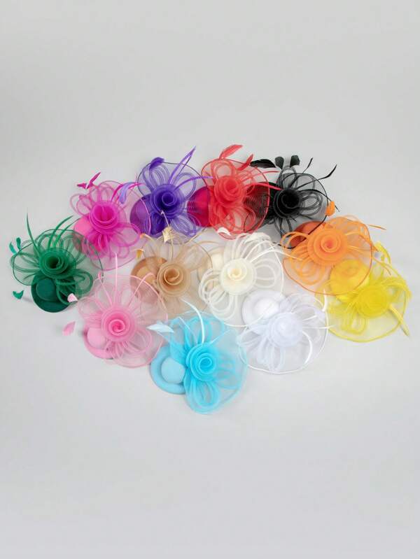 HITYfascinator 1pc Fascinator Veil Mesh Mini Cap Hat, Polyester Fiber Bow Decor, Suitable For All Seasons Tiny Hat Derby Hat