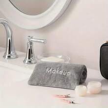 5/10PCS,Microfiber Makeup Towels, Reusable Soft Absorbent Facial Cloths With Embroidery For Women's Light Beige Care, Contemporary Style,Grey/Pink/Black - Pink - View 5