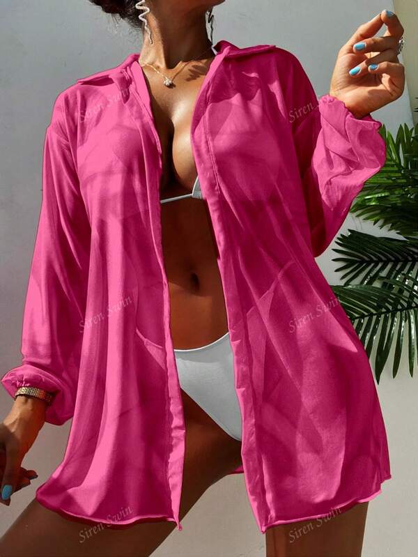 1 pieza Solapa para la playa de color liso y transparente para uso casual, nueva vestimenta de verano para fiestas