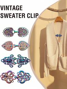 Xiacheng 1-4pcs/Set Vintage Shirt Clips, Dress Waist Clips, Cardigan Shawl Clips, Cape Clips For Women - Gold - View 8