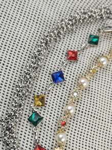 2025 New Model Pearl Pants Chain Three Layers Locomotive Chain Fashionable Men And Women Hip Hop Accessories Retro Keychain