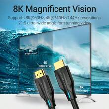 VENTION 8K HDMI 2.1 高速傳輸線 48Gbps 電影級沉浸式 HDR 3D 視覺 零失真影音線，適用遊戲主機、PC、Apple TV、Bravia - 黑色 - 查看 4