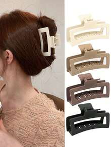 女士简约纯色方形轻质塑料发夹，时尚百搭简约发夹，适合日常外出、淋浴、洗脸、化妆夏季发夹发夹发夹发夹发夹 - 彩色 - 查看 4