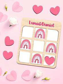1 Stück personalisiertes Valentinstag Tic-Tac-Zehen Brettspiel, individuelles Holzbrett Pärchen Spiel, individuelles Reisespiel, modisch, farbig, süß, einfach, Kawaii, einzigartiges personalisiertes individualisiertes Geschenk, geeignet als Weihnachtsgeschenk, Valentinstaggeschenk, individuelles DIY Geburtstagsgeschenk, Jahrestags-Geschenk, Paar-Geschenk, Valentinstagsgeschenk, Hochzeitsgeschenk, Partygeschenk, Geschenk für beste Freunde - Verschiedenfarbig - Übersicht 6