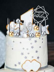 34pcs Birthday & Wedding Party Cake Decorations, 0-9 Number Candles & Wish Balloons Cake Topper Set - Multicolor - View 4