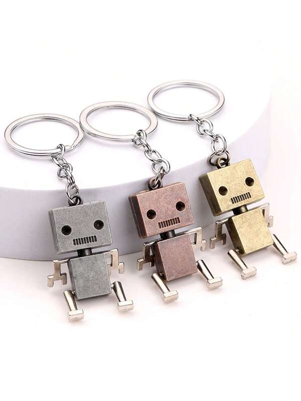 1pc Men's Creative Movable Robot Keychain Cartoon Pendant Keyring, Small Gift For Bag/Car Decor