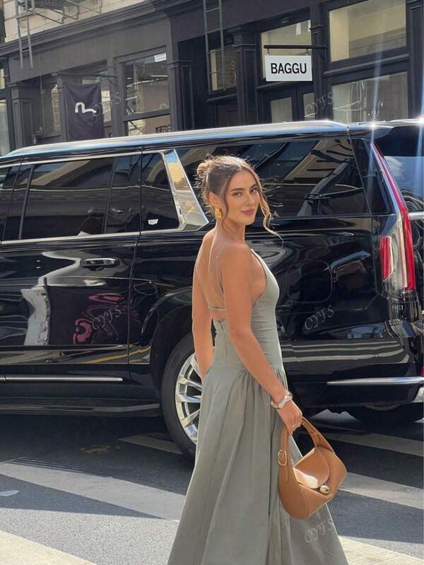Women Adjustable Ruched Solid Color Dress, Elegant Casual Work Holiday Sexy, Spring/Summer