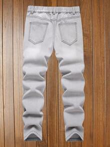 Boys' Casual Elastic Waist Distressed Tapered Jeans - Grey - View 2