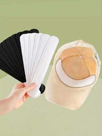 10 件/20 件超薄透气一次性帽子和涤纶和氨纶领口汗垫 - 无香味，黑色和白色非织物，用于夏季防护，非常适合棒球帽、运动帽和休闲帽 - 适合户外活动和运动，简约设计，带粘性背衬