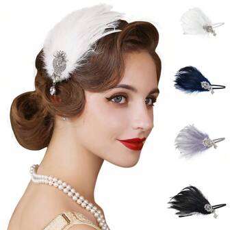 1pc 1920s Flapper Headband Roaring 20s Great Gatsby Headpiece Rhinestone Hair Clip Hair Accessories For Women Halloween