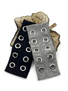 1 pieza Diadema elástica hueca de tela con ojales metálicos de estilo punk personalizada para mujer, accesorio de cabello casual y deportivo para otoño e invierno, accesorio de cabello para mujer para atuendos de vacaciones - Multicolor - Ver 8